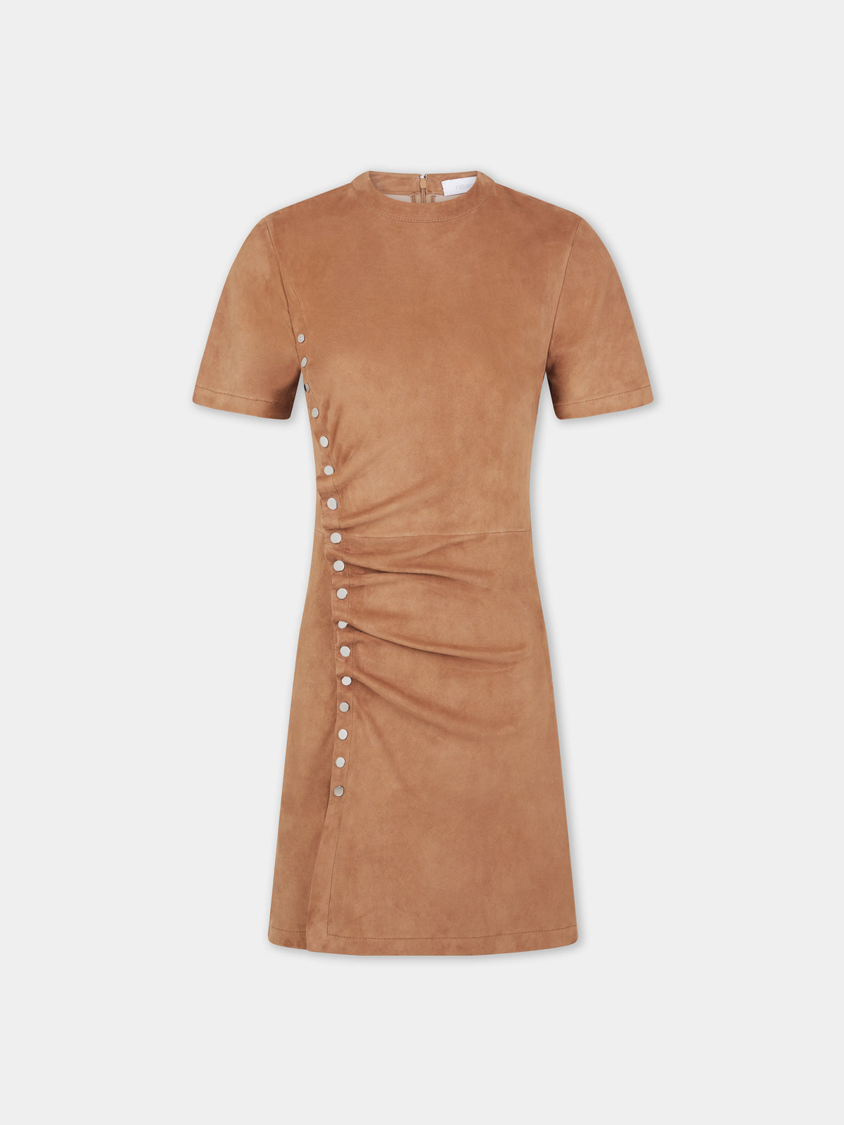 CAMEL SHORT DRAPED DRESS IN LEATHER position 1