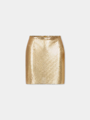 Gold mini skirt in mesh - 34