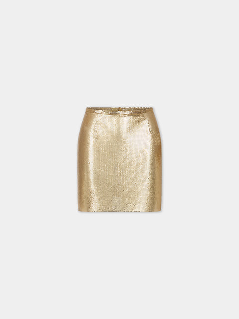 GOLD MINI SKIRT IN MESH