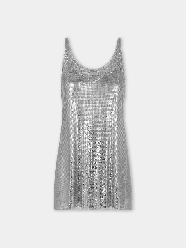 Silver tank top in mesh - Image 1