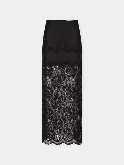 BLACK LONG SKIRT IN LACE