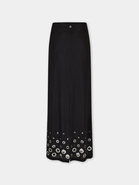 BLACK LONG SKIRT IN JERSEY SECOND-SKIN