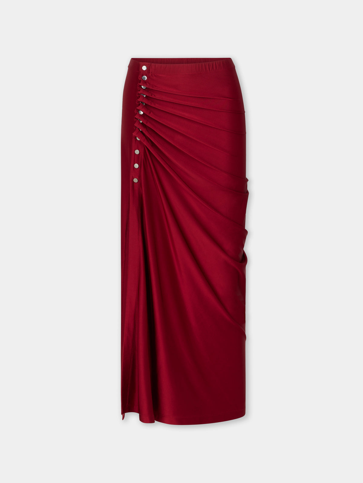 RED LONG DRAPED SKIRT IN JERSEY position 1