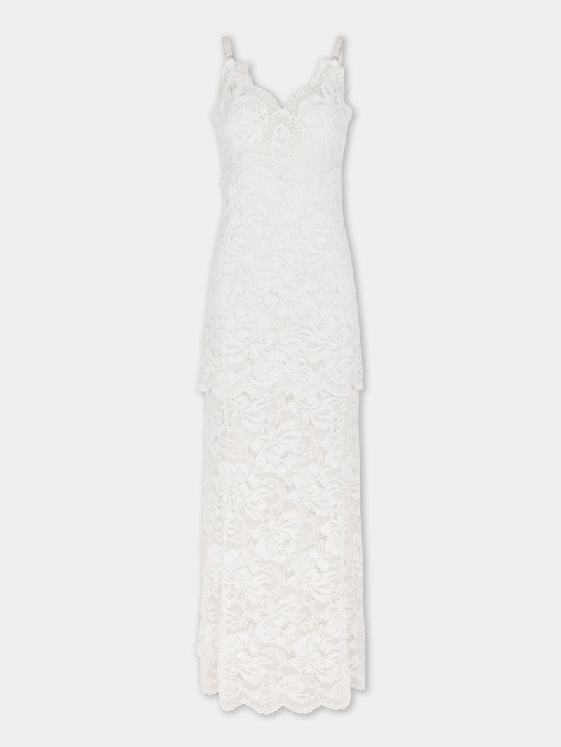 IVORY LONG DRESS IN LACE