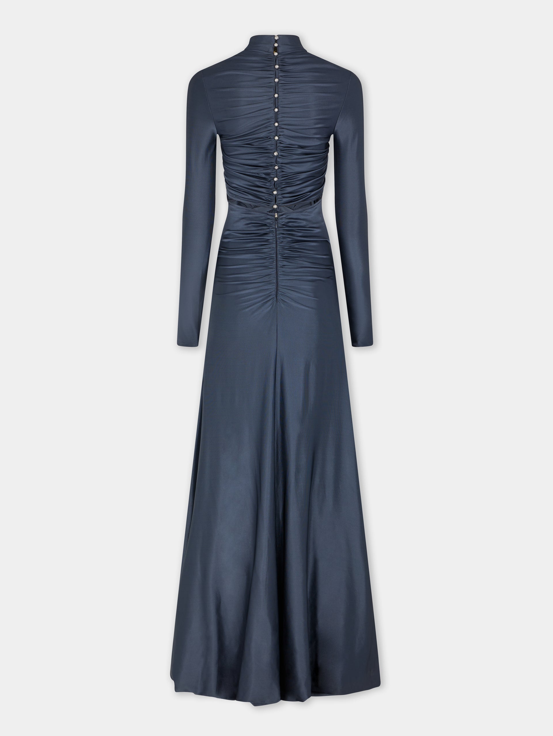 LONG SLATE EMBROIDERED DRESS IN JERSEY