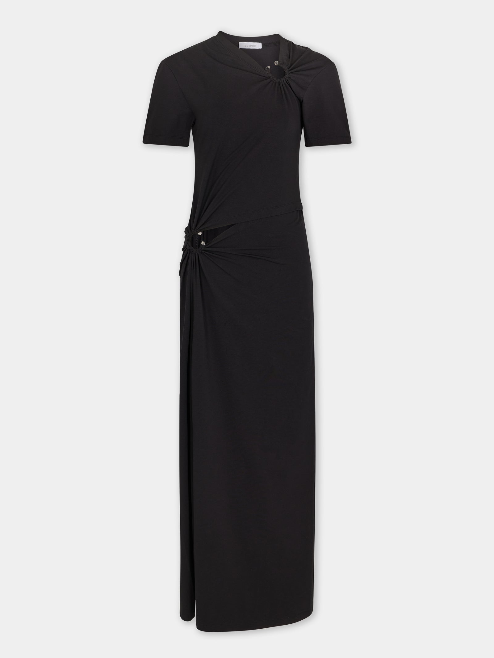Black long piercing dress in cotton jersey position 1 - Image 1