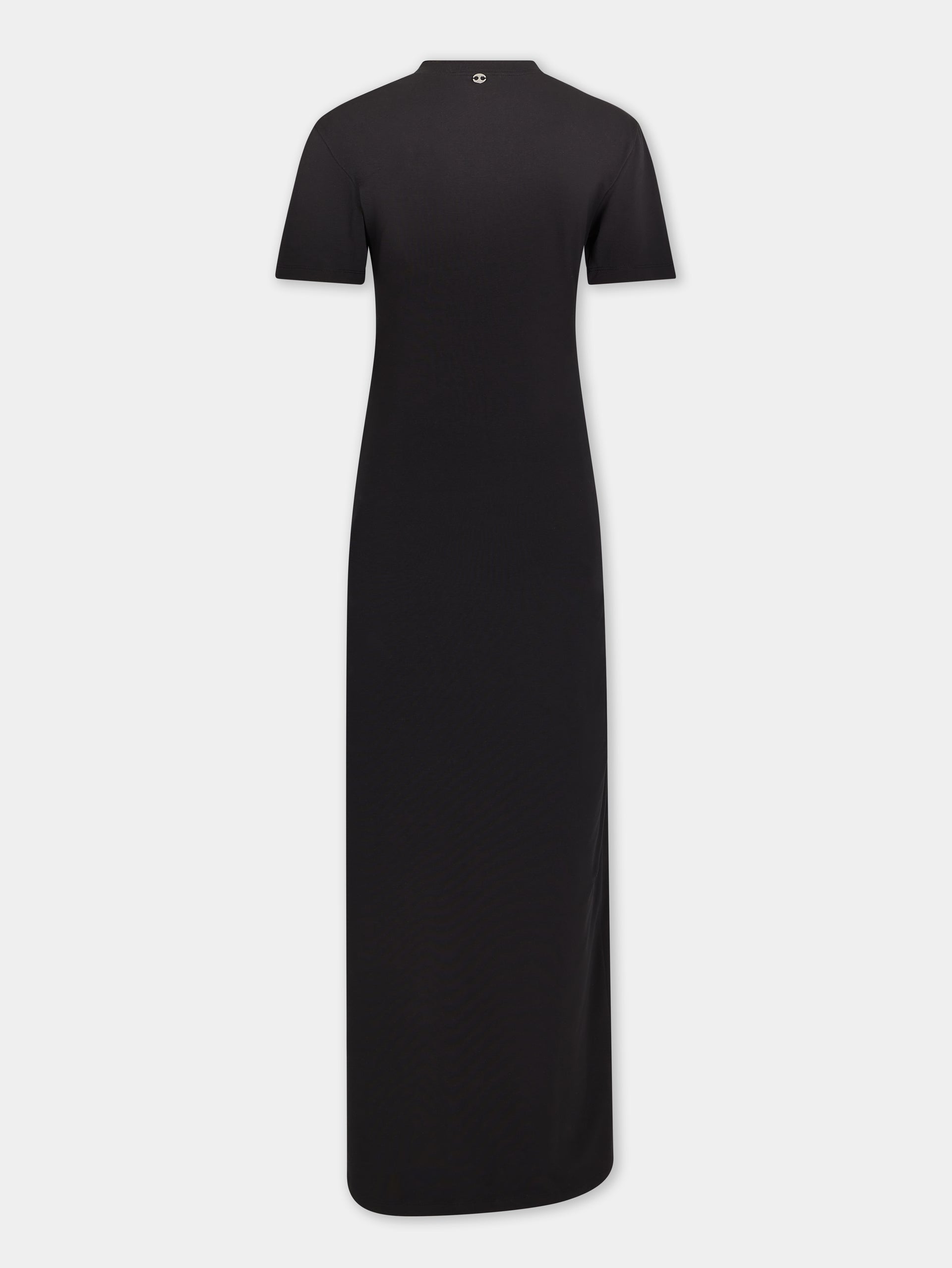 BLACK LONG PIERCING DRESS IN COTTON JERSEY