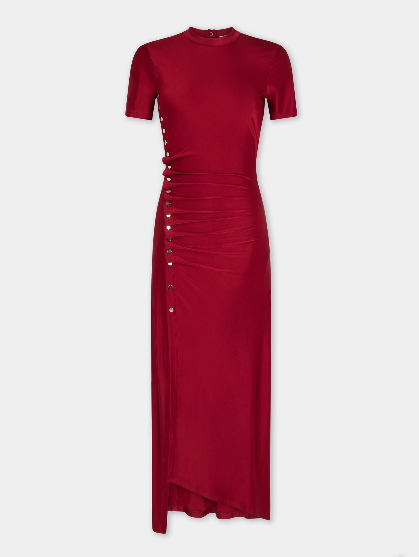 RED LONG DRAPED DRESS IN JERSEY position 1