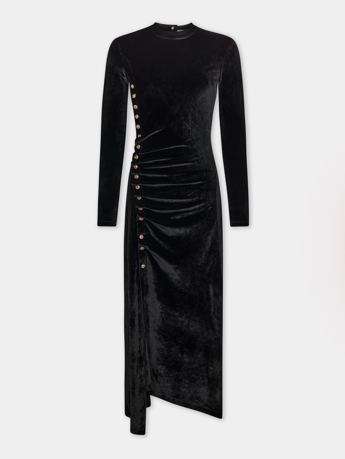 BLACK LONG DRAPED DRESS IN VELVET position 6