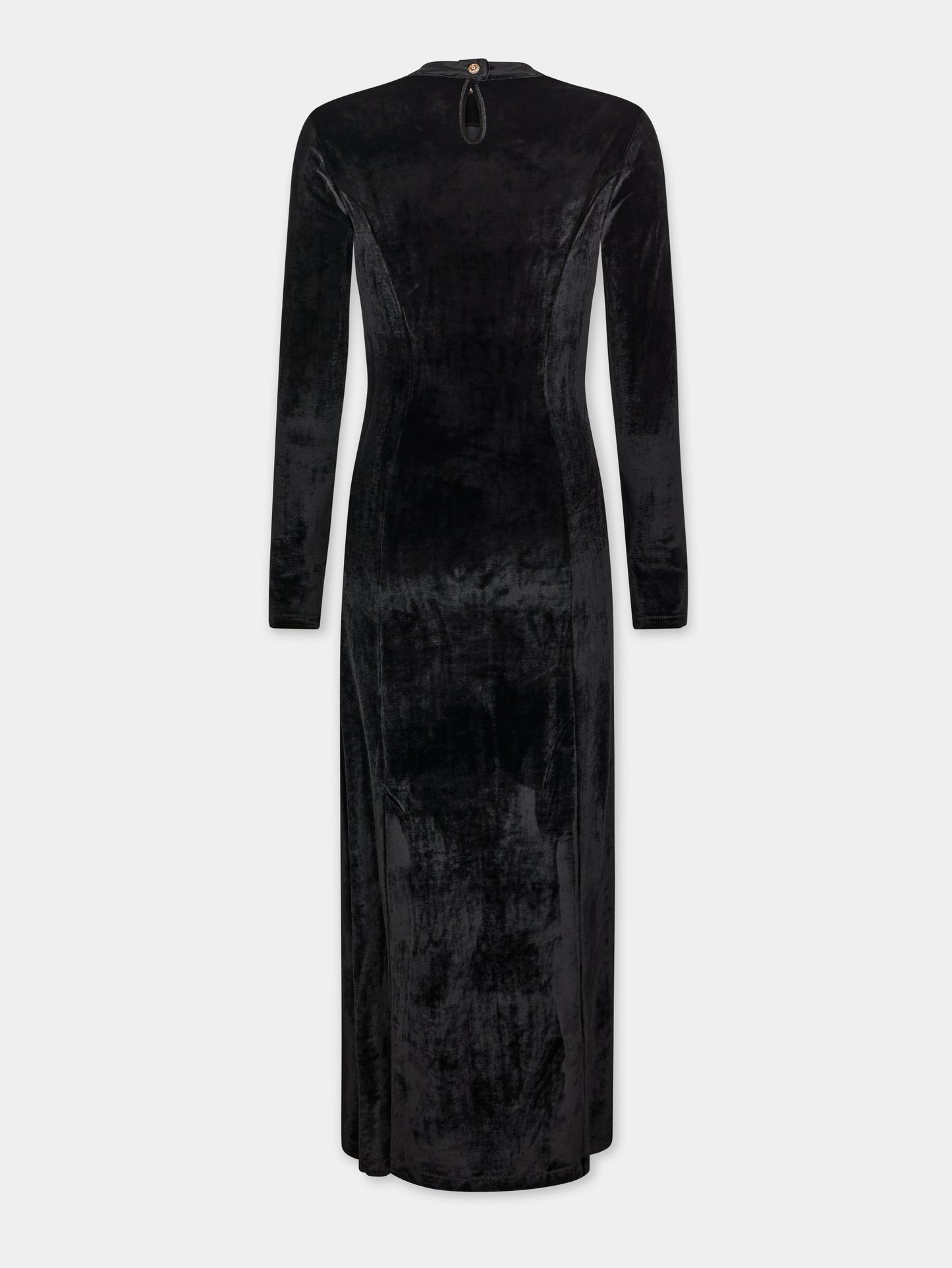 BLACK LONG DRAPED DRESS IN VELVET position 7