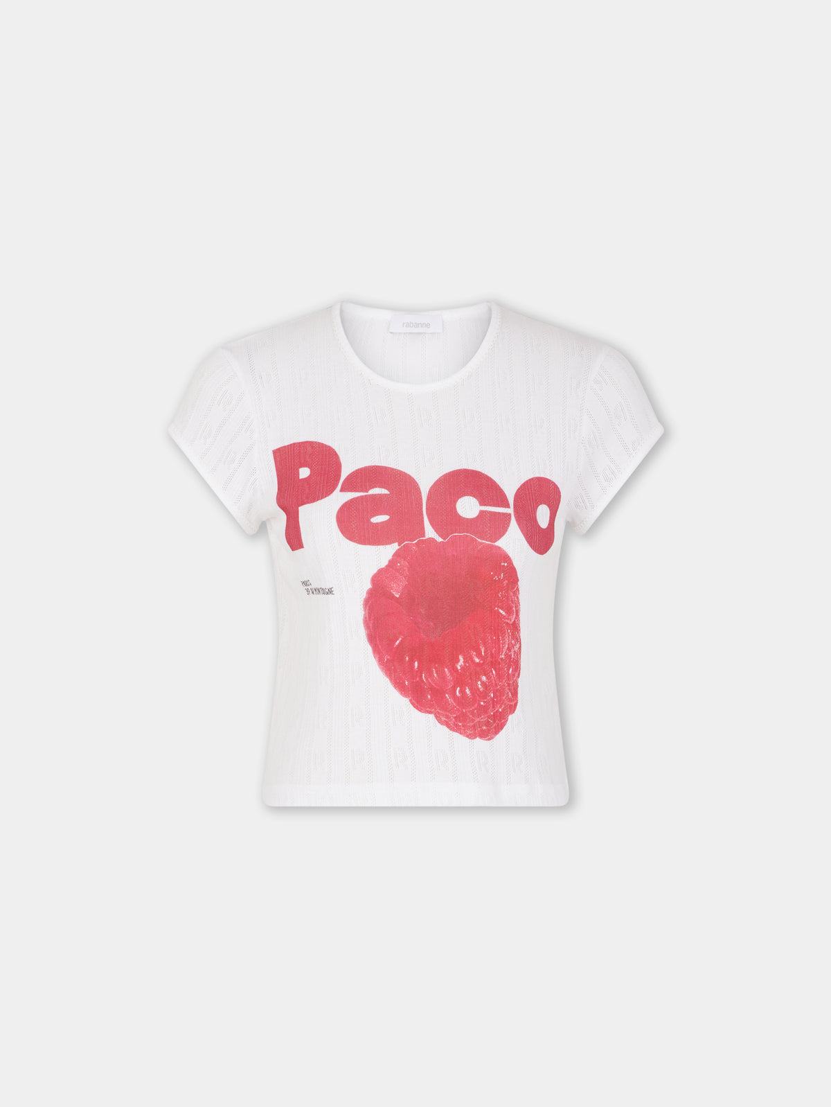 WHITE CROP TEE-SHIRT IN JERSEY POINTELLE position 1