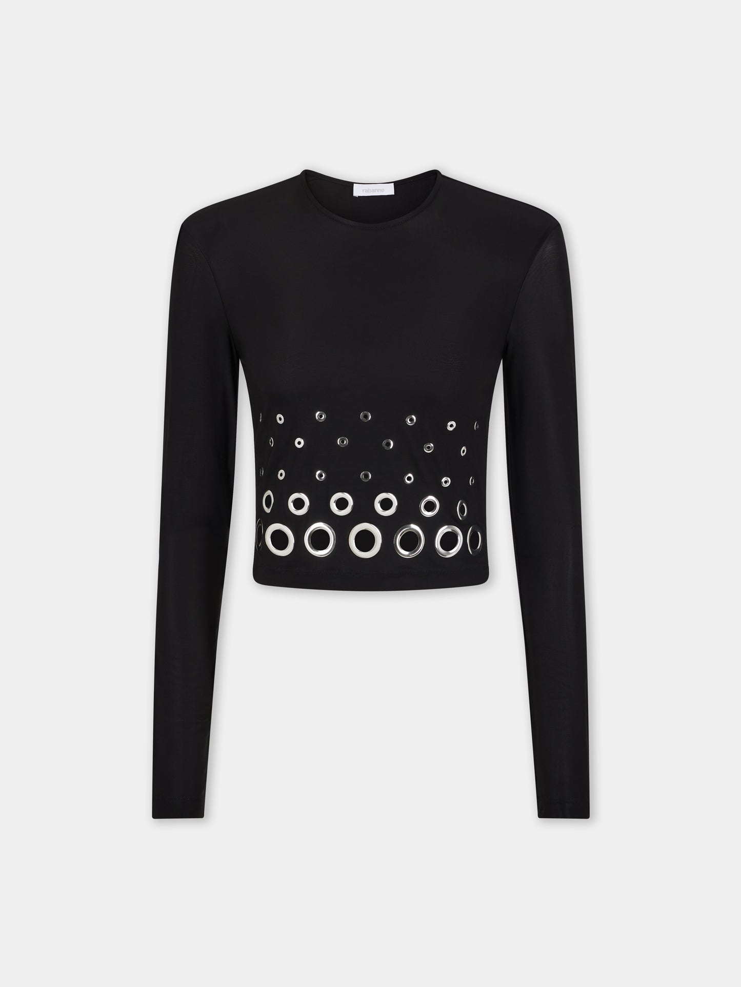BLACK LONG SLEEVED CROP TOP IN JERSEY SECOND SKIN position 7