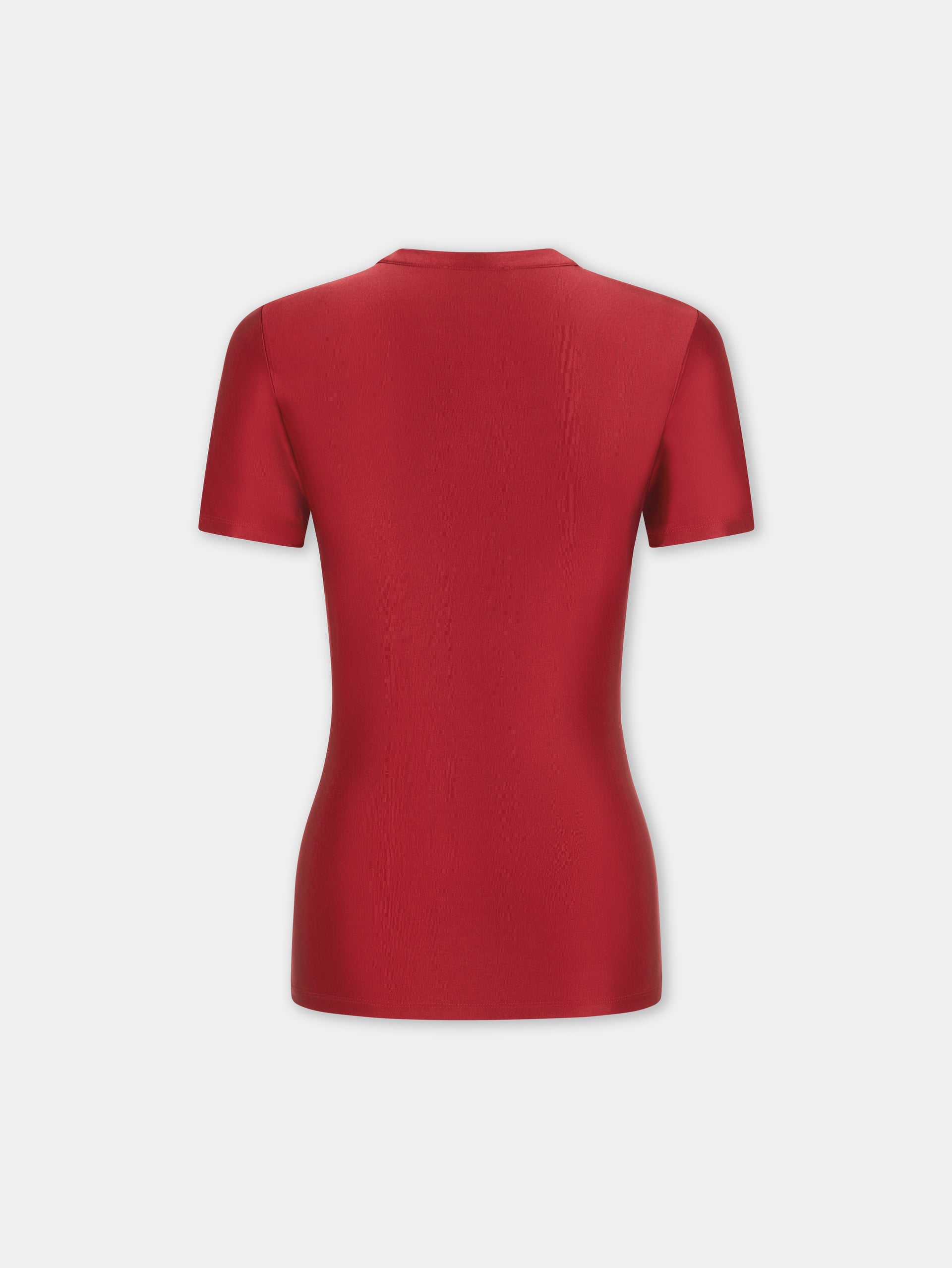 RED SHORT-SLEEVE DRAPED TOP IN JERSEY