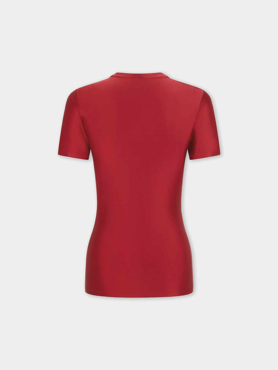 RED SHORT-SLEEVE DRAPED TOP IN JERSEY