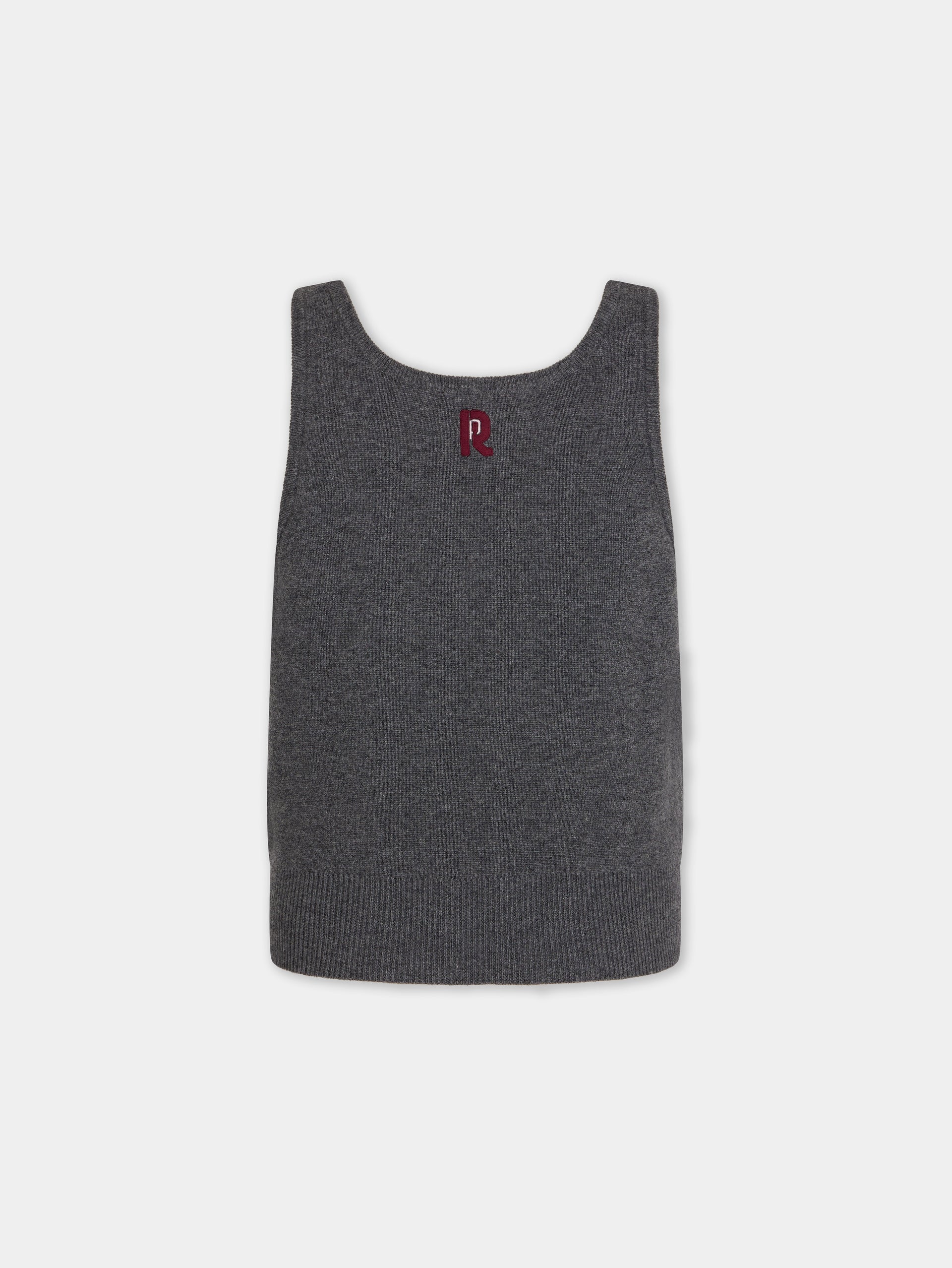 GREY SLEEVELESS JUMPER IN WOOL AND CASHMERE