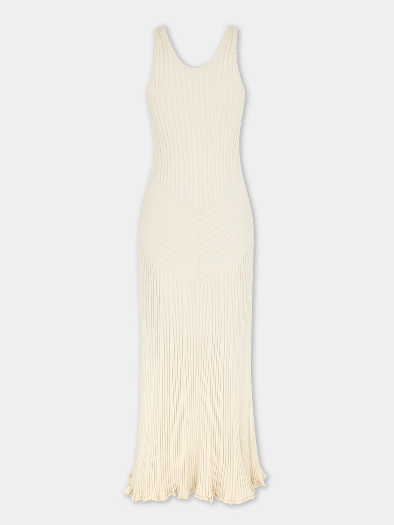 ECRU LONG DRESS IN VISCOSE KNIT