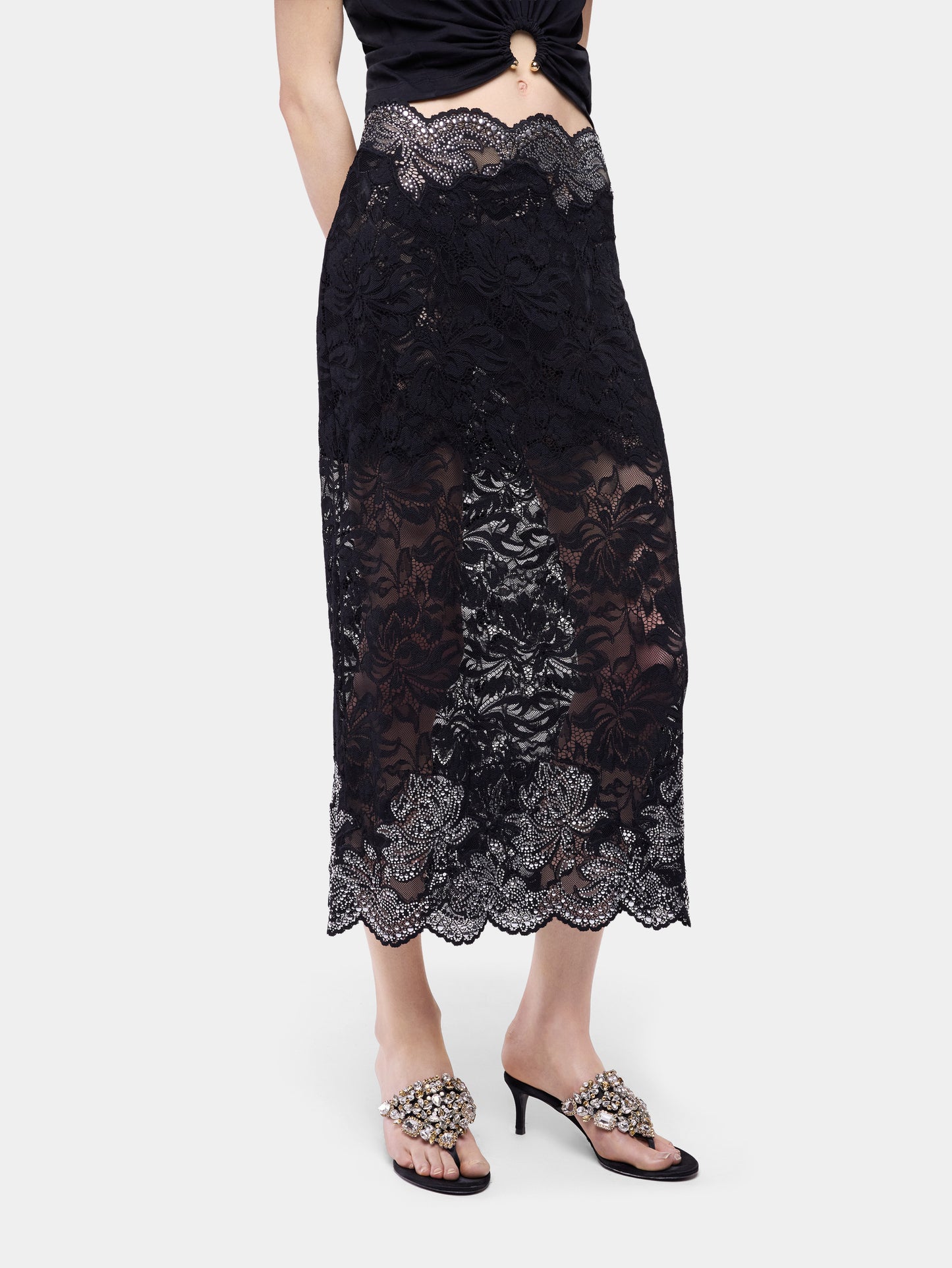Midi skirt in lace