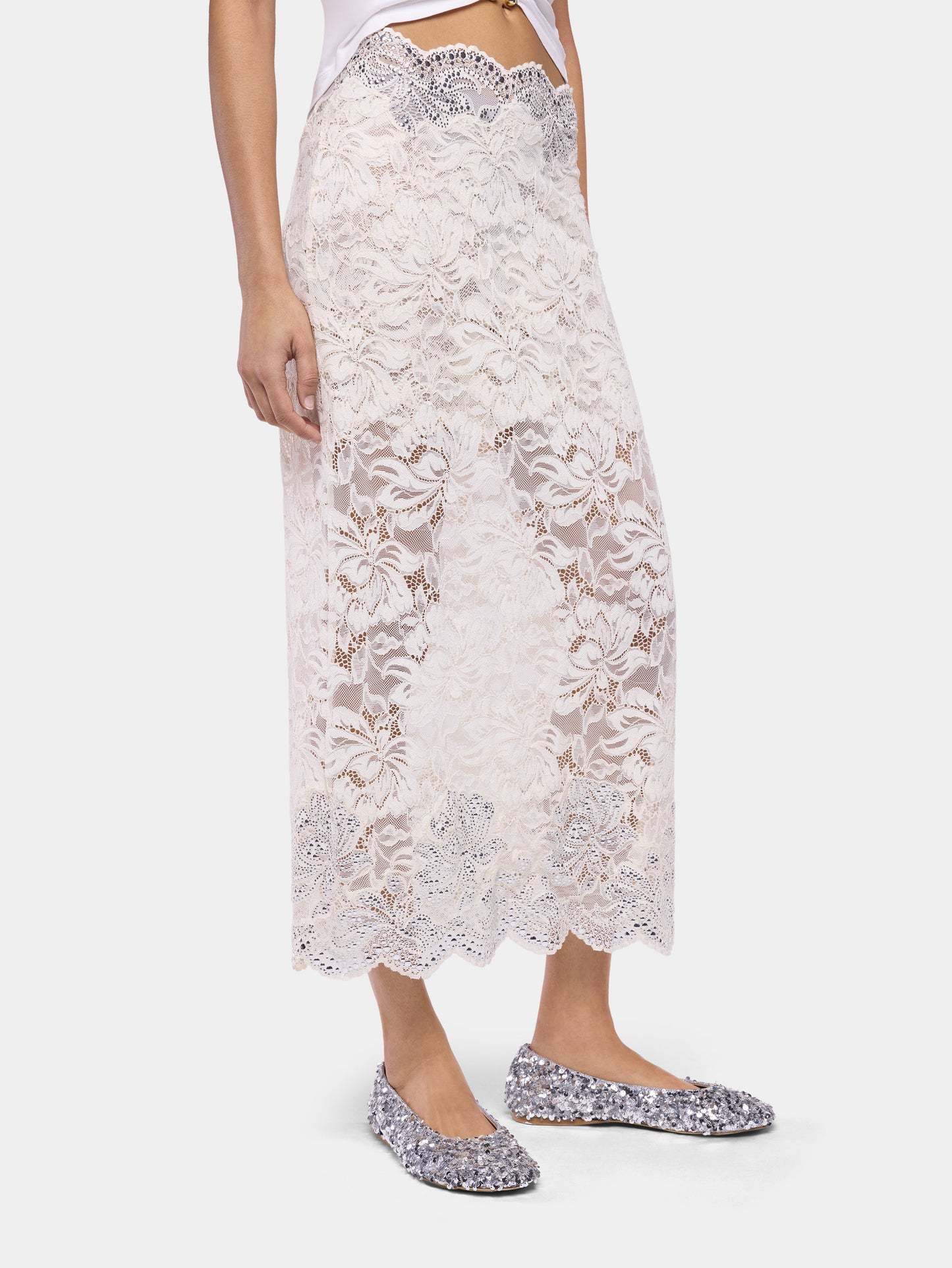 Midi skirt in lace