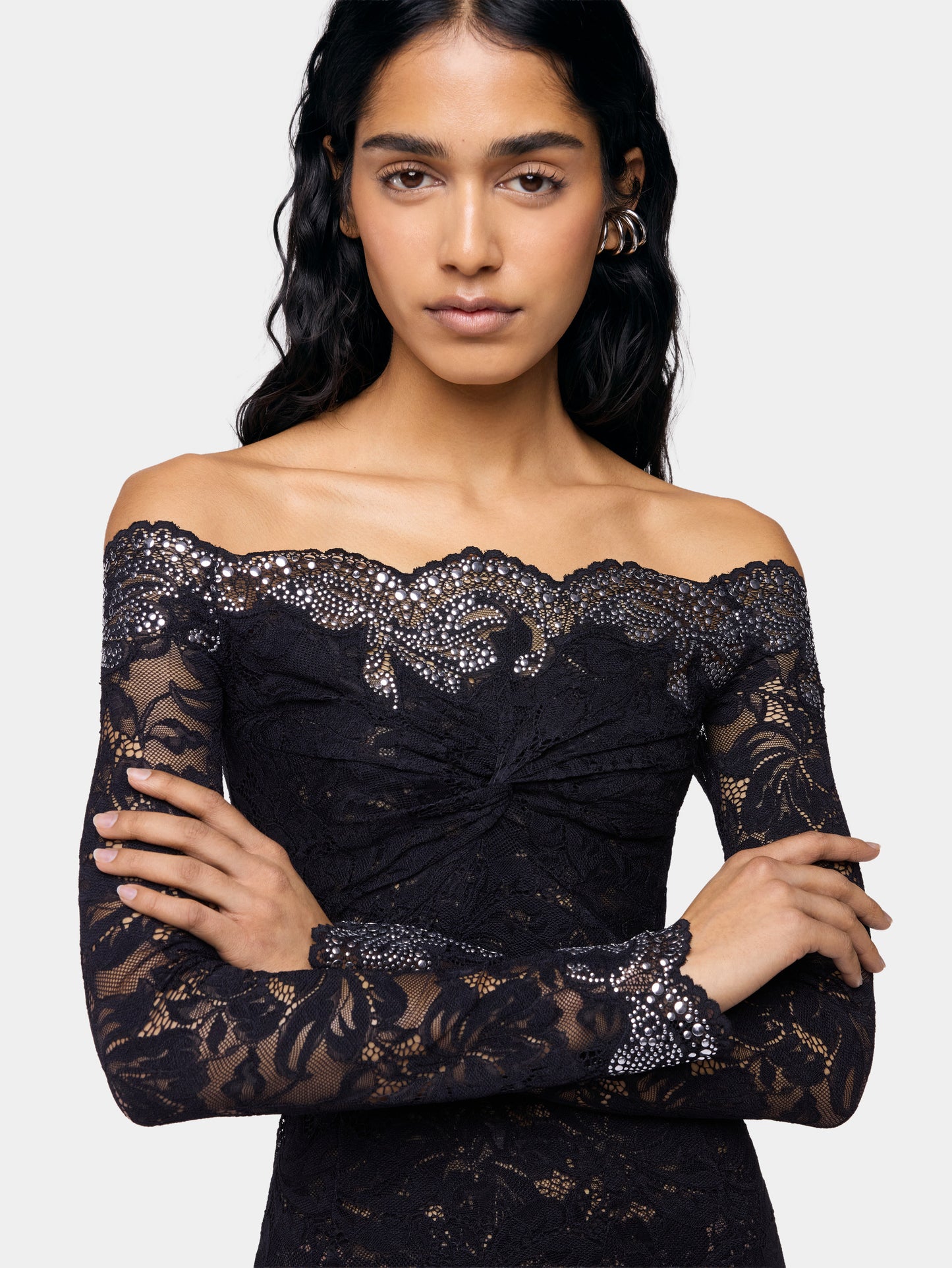 Robe longue en dentelle
