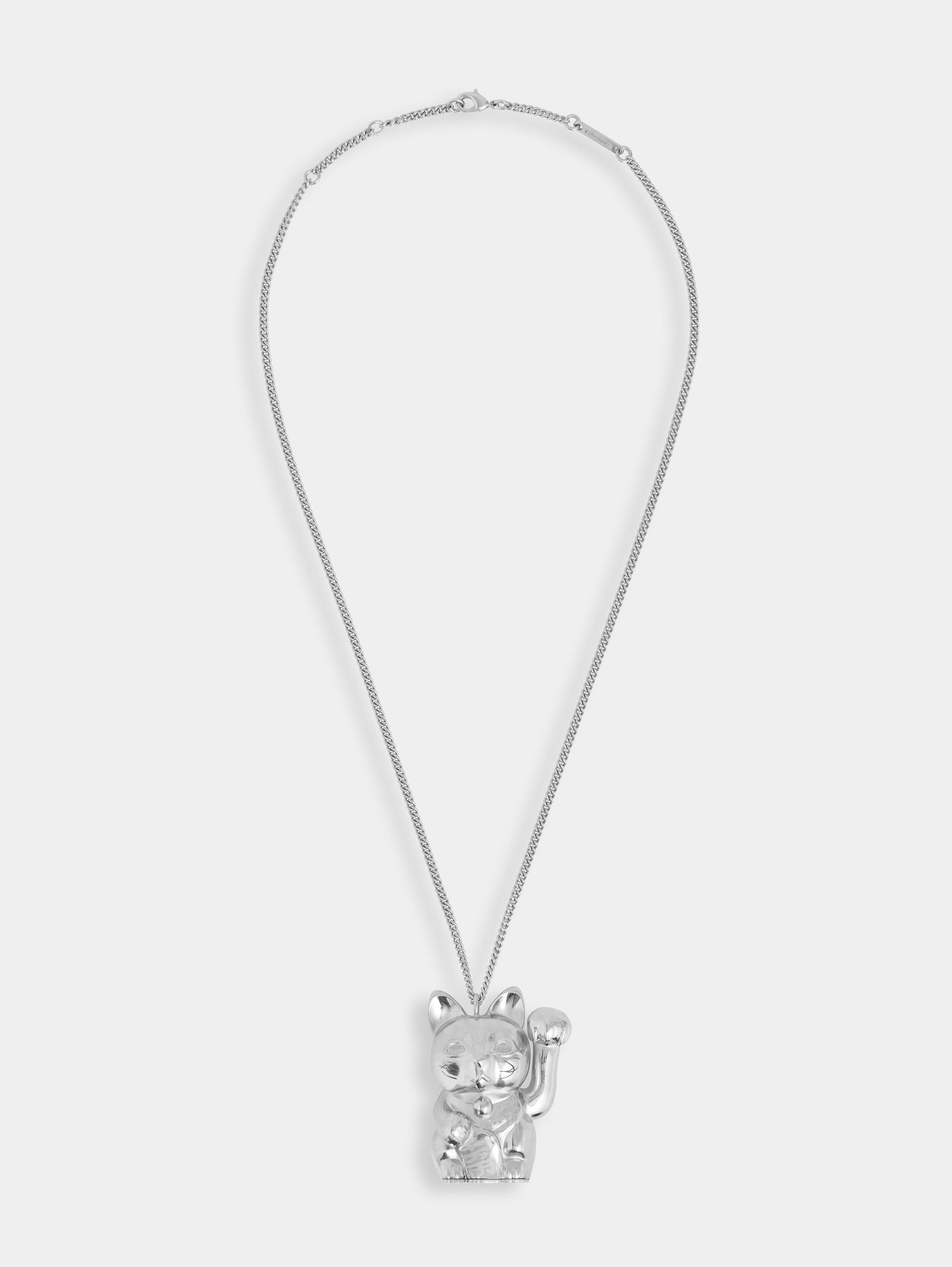 Ohmori x Rabanne chain necklace with silver lucky cat pendant - Image 1