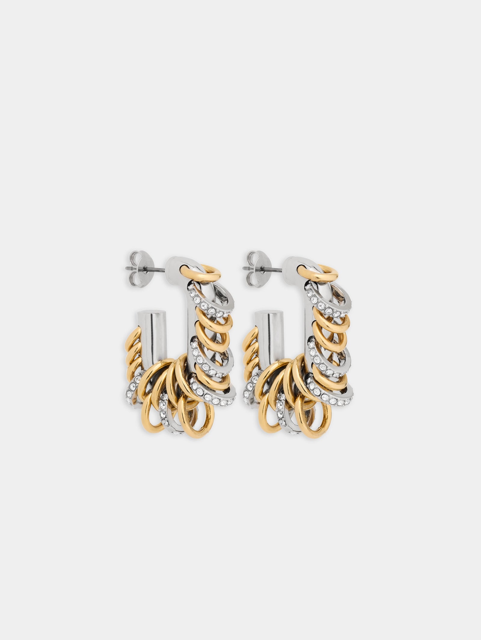 Small Punk XL Link earrings in bicolor silver and gold - Image 1