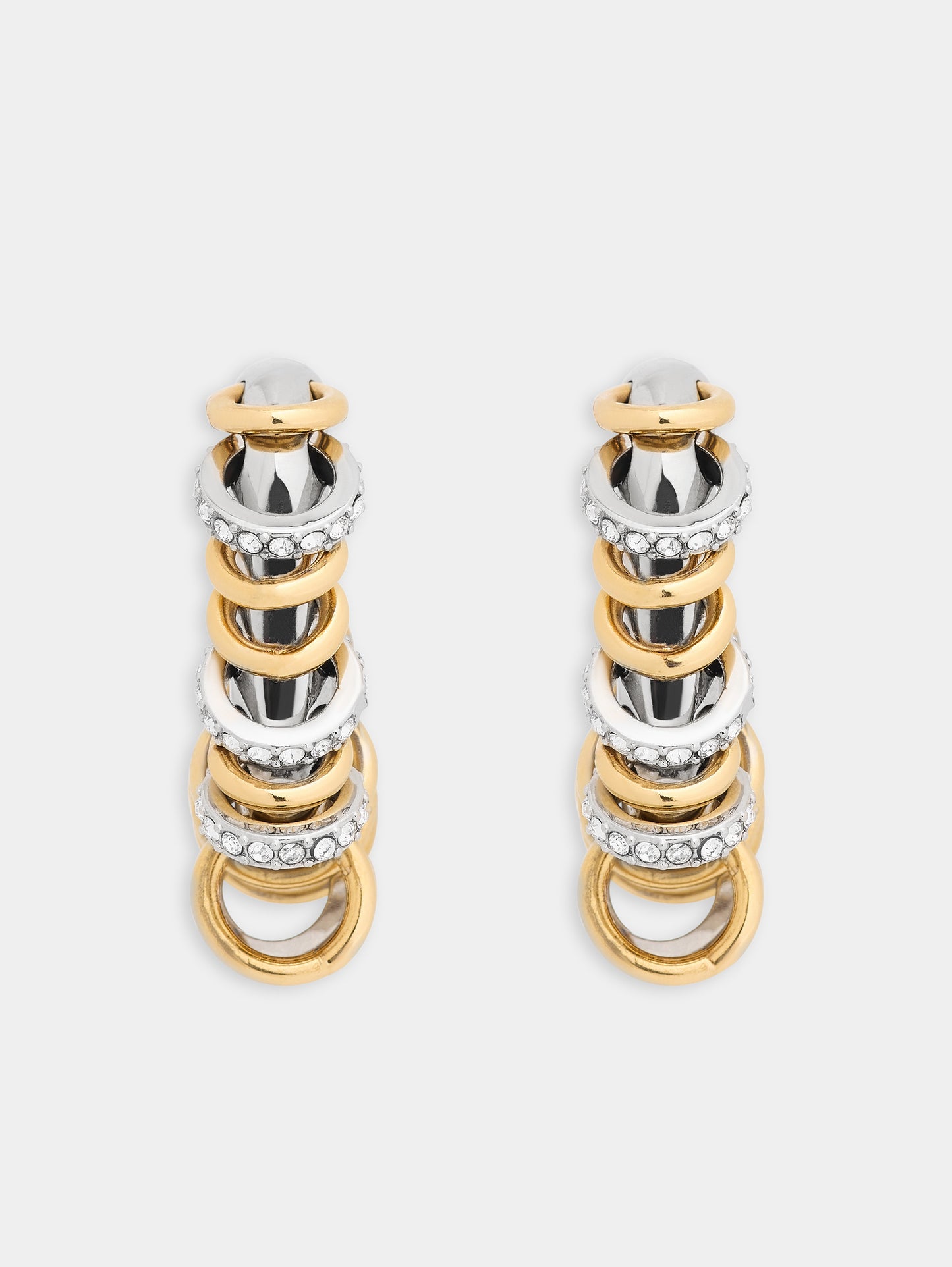 Petites boucles d'oreilles Punk XL Link bicolore argent et or 