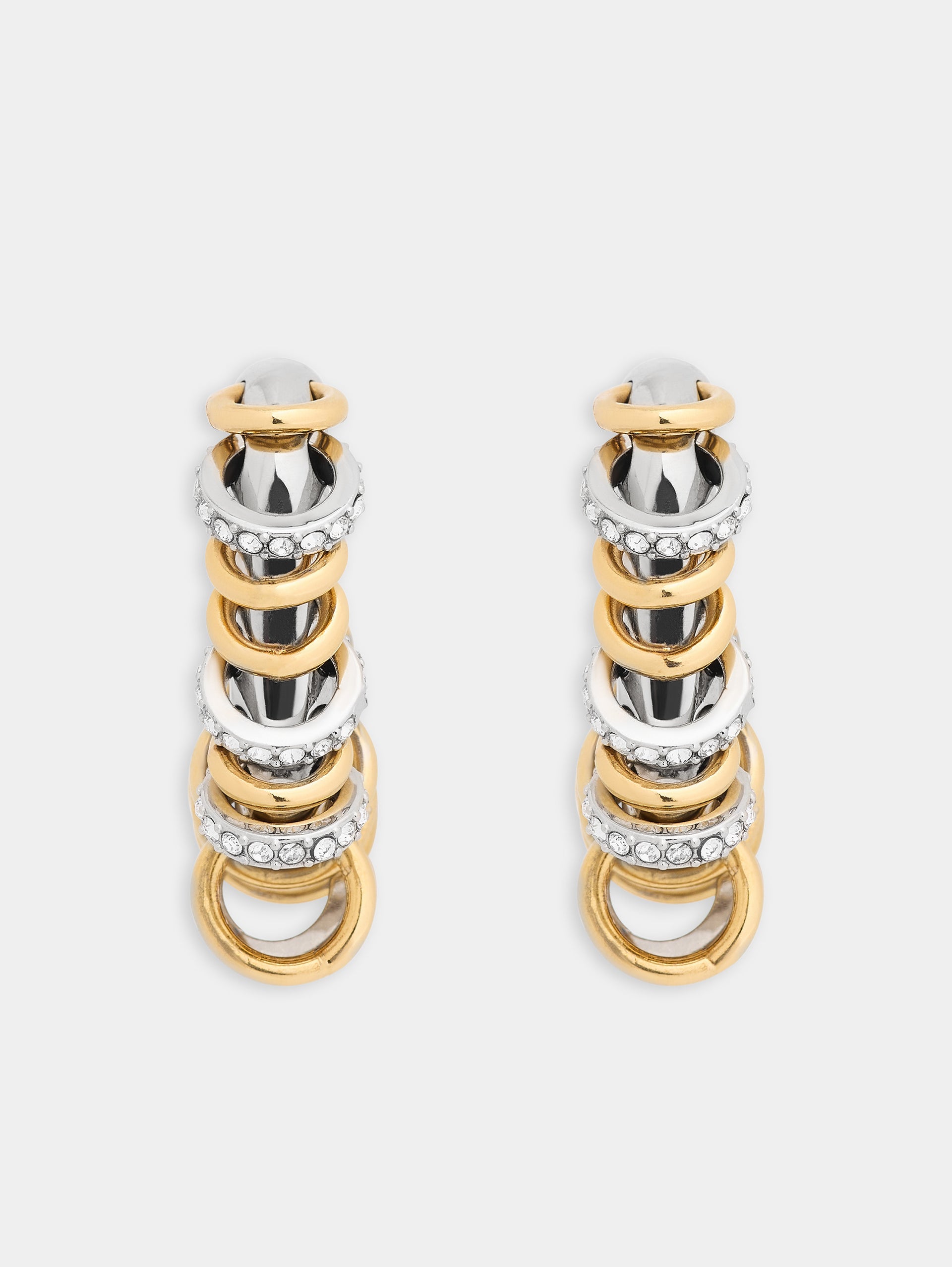 Petites boucles d'oreilles Punk XL Link bicolore argent et or 