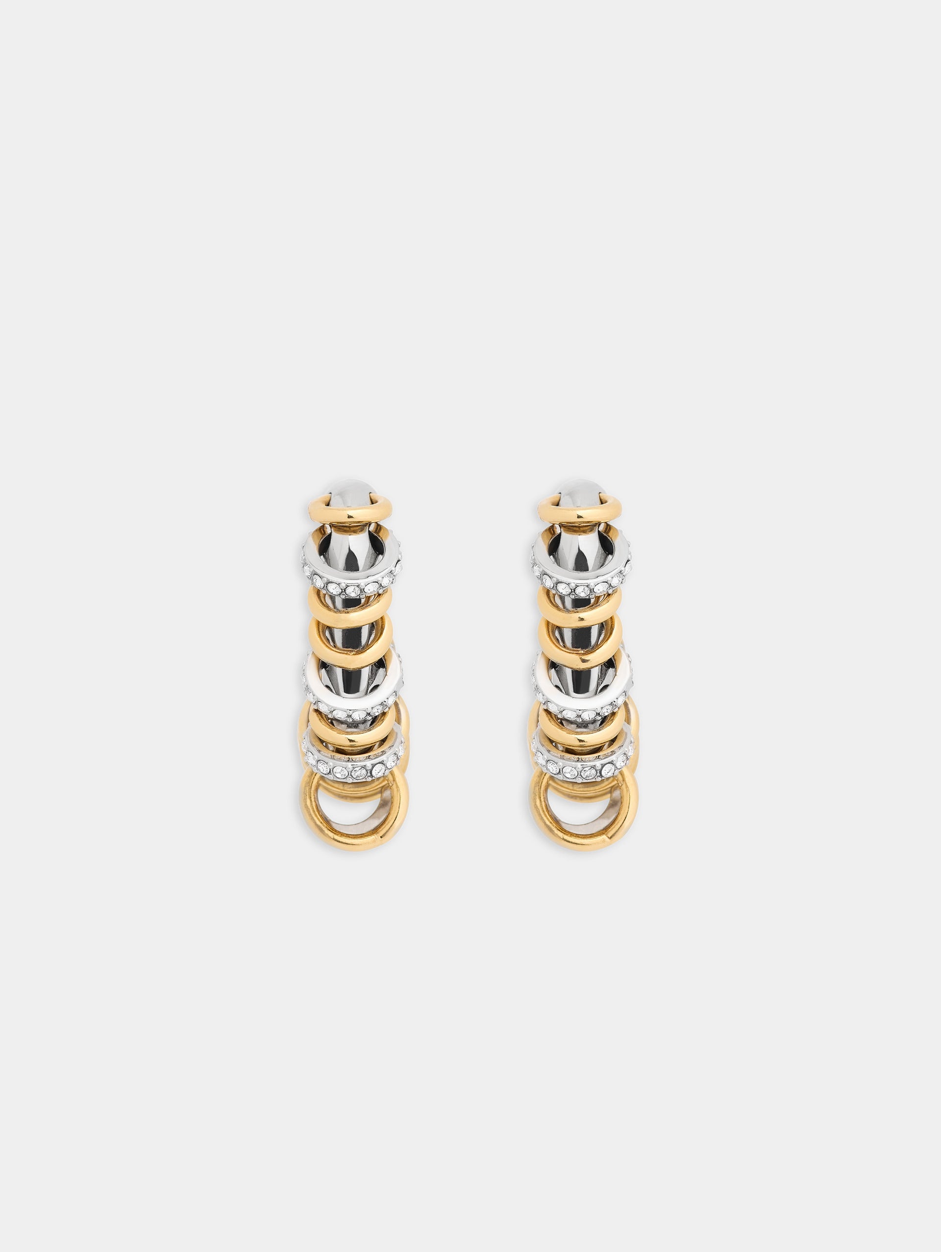 Small Punk XL Link earrings in bicolor silver and gold