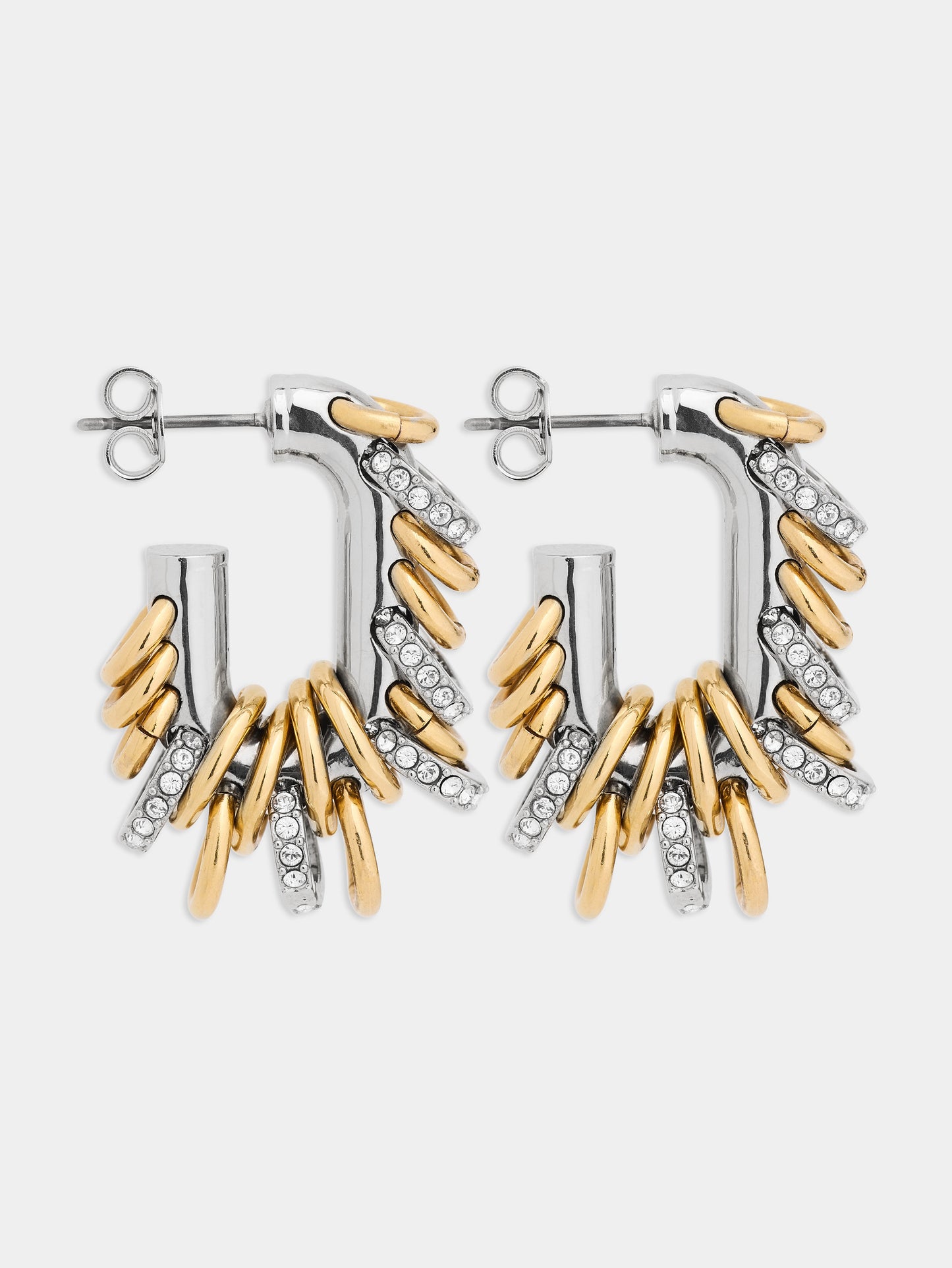 Petites boucles d'oreilles Punk XL Link bicolore argent et or 