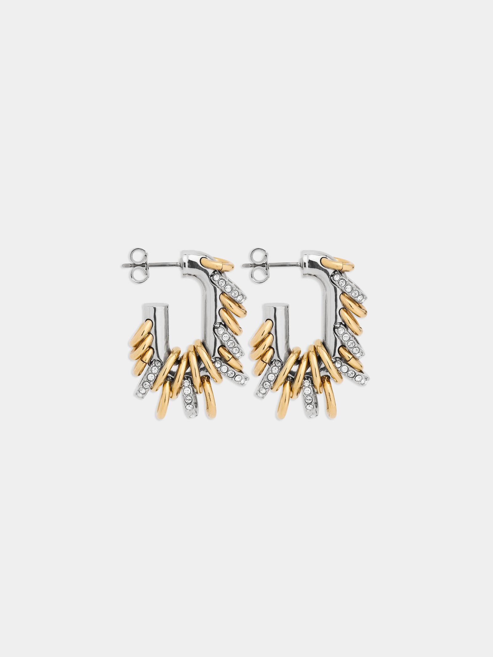 Small Punk XL Link earrings in bicolor silver and gold - Image 3