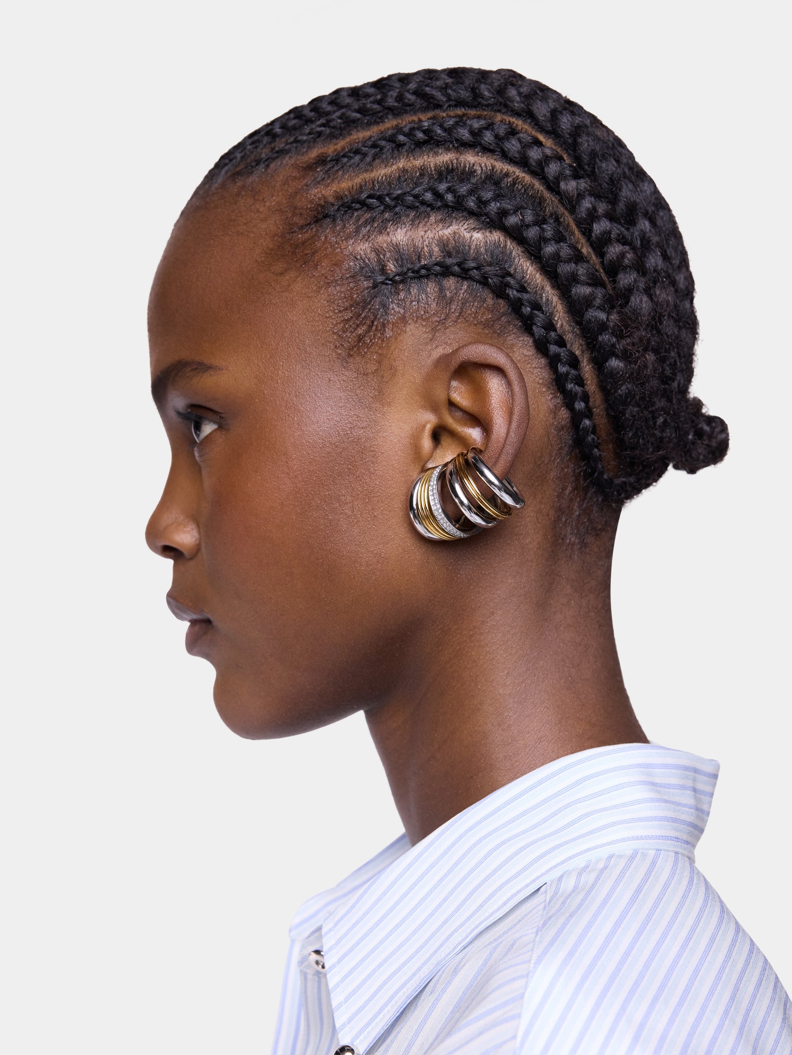 Punk ear cuff in bicolor silver and gold - Image 2