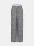 Pantalon droit tailleur en laine gris chiné 