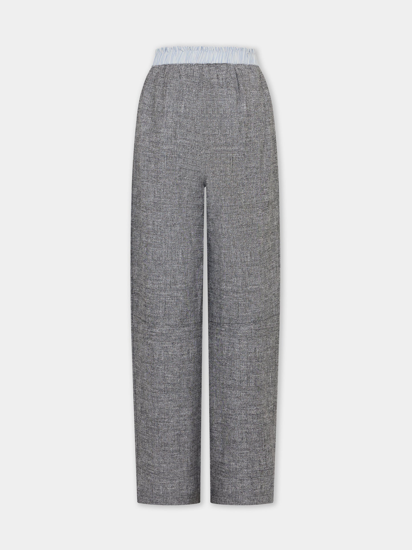 Pantalon droit tailleur en laine gris chiné 