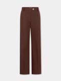 Straight tailored trousers in brown cotton and wool