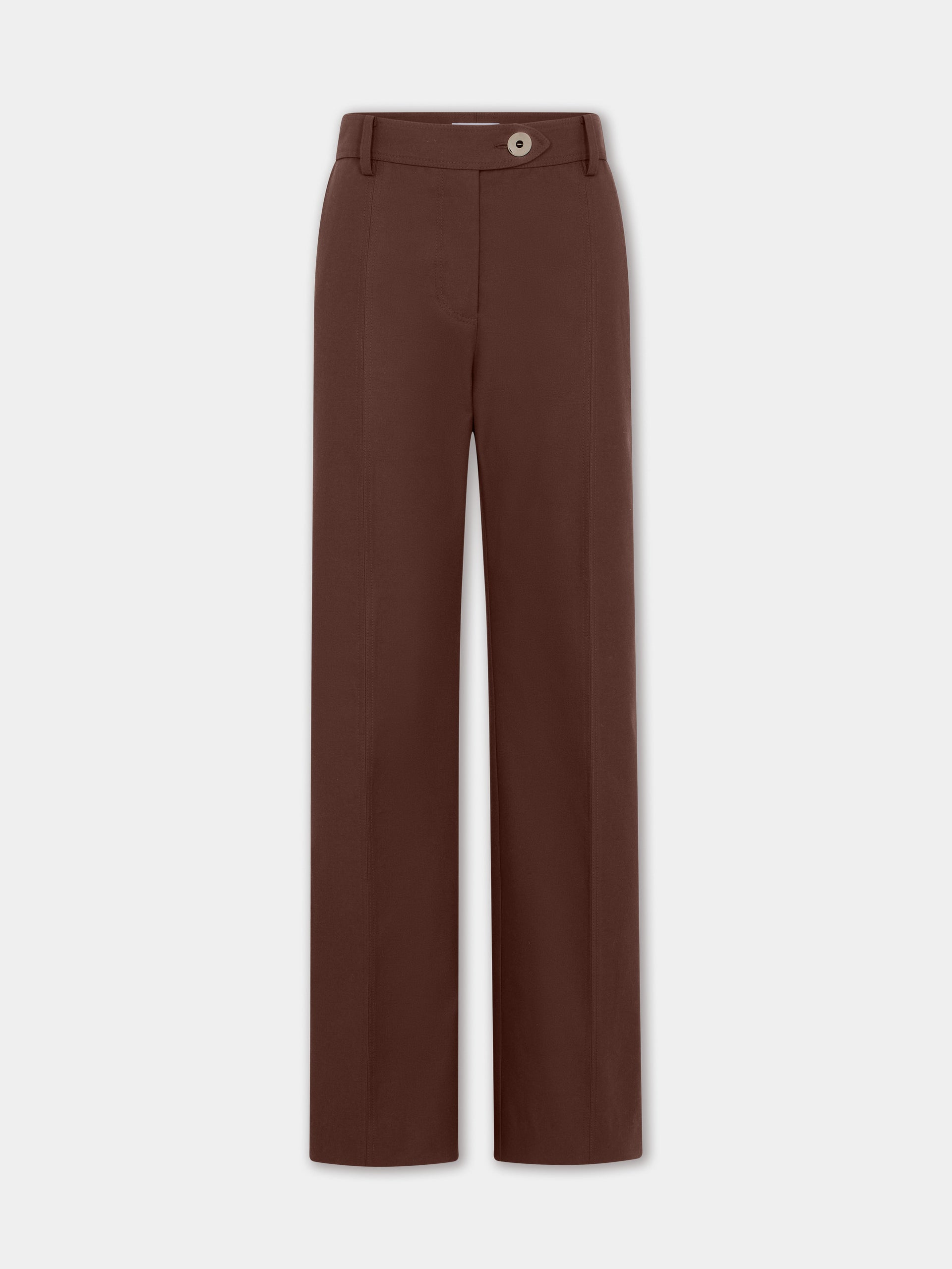 Straight tailored trousers in brown cotton and wool