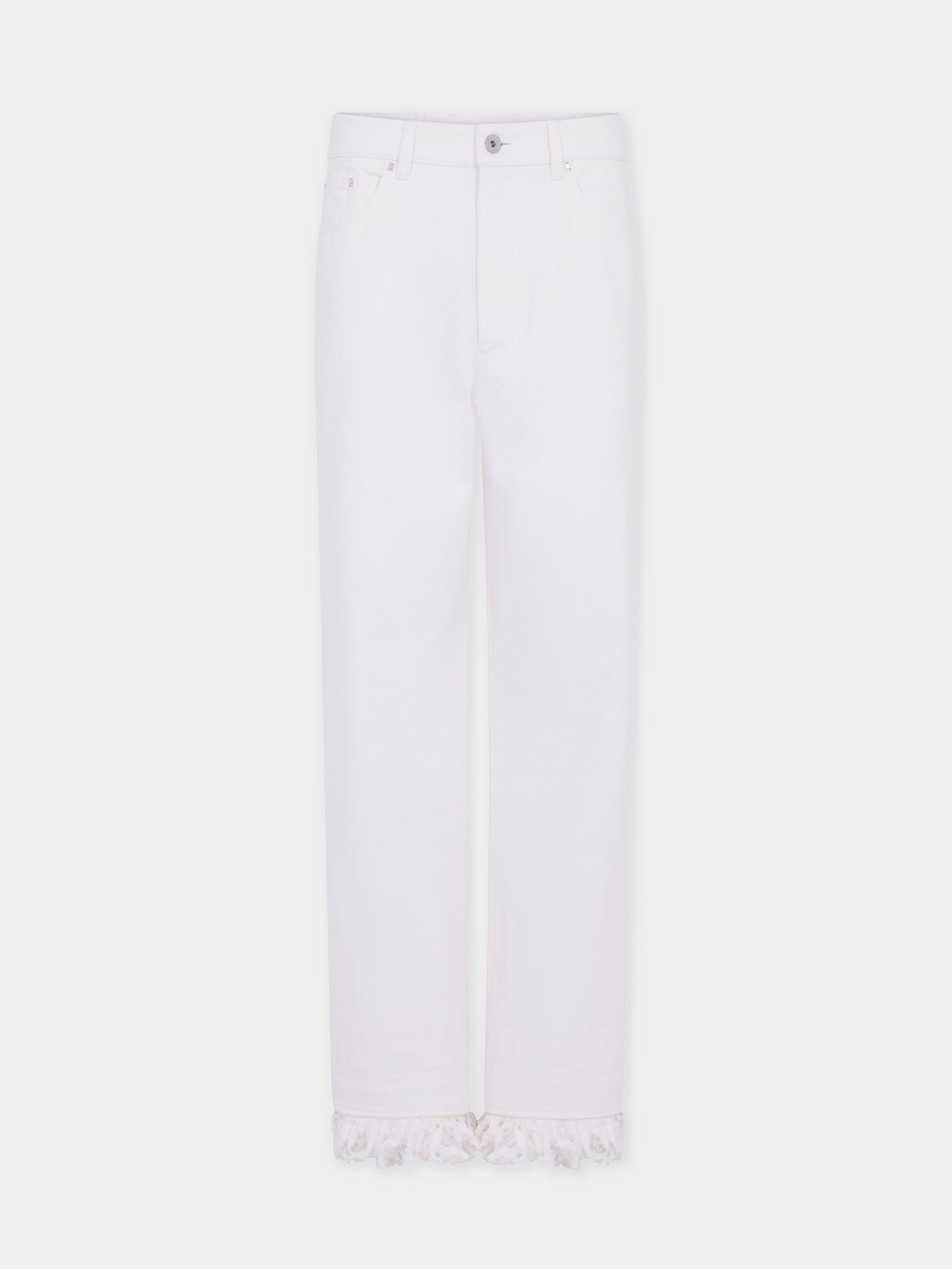 Jean baggy en denim blanc avec franges 