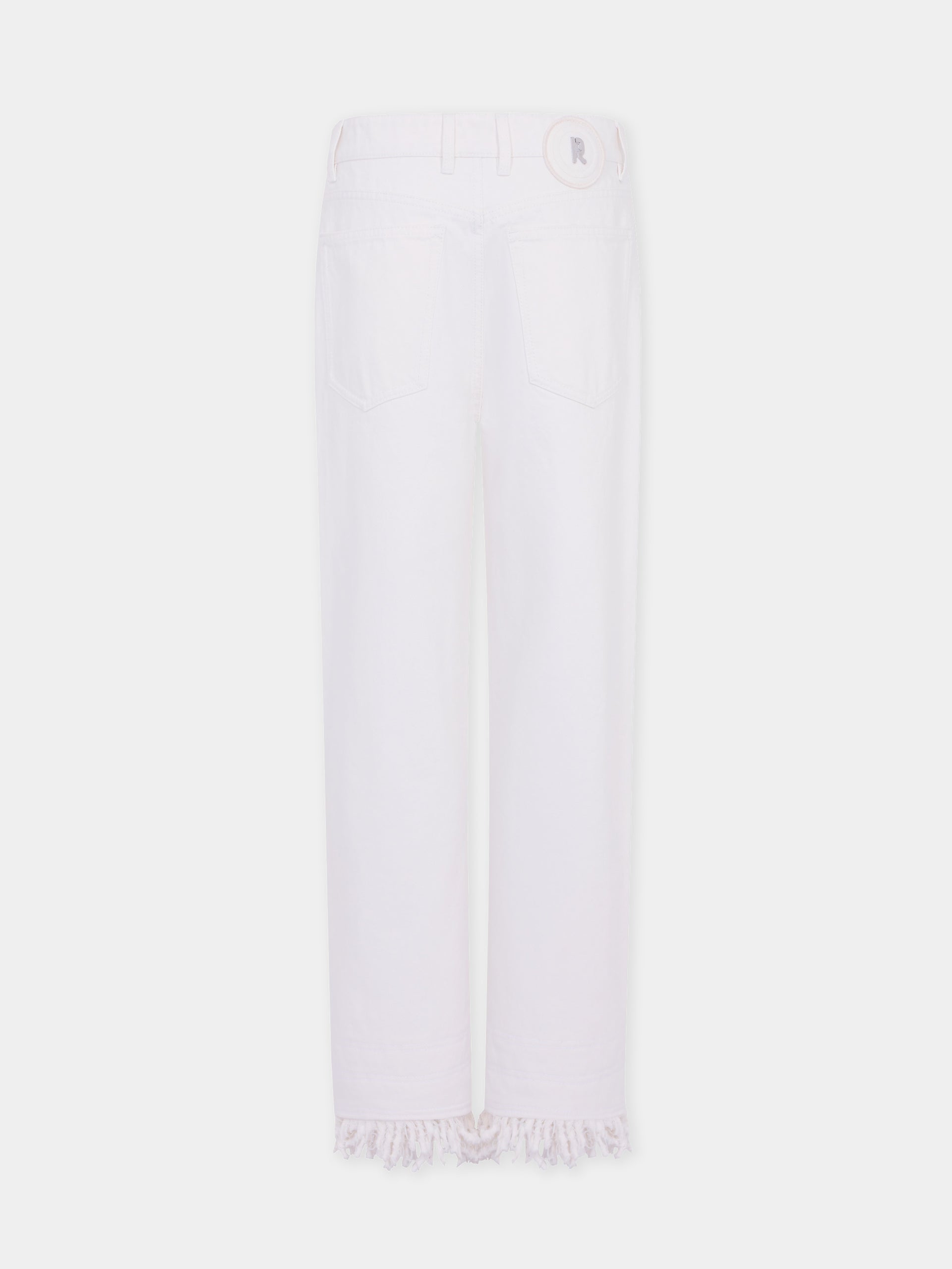 Jean baggy en denim blanc avec franges 