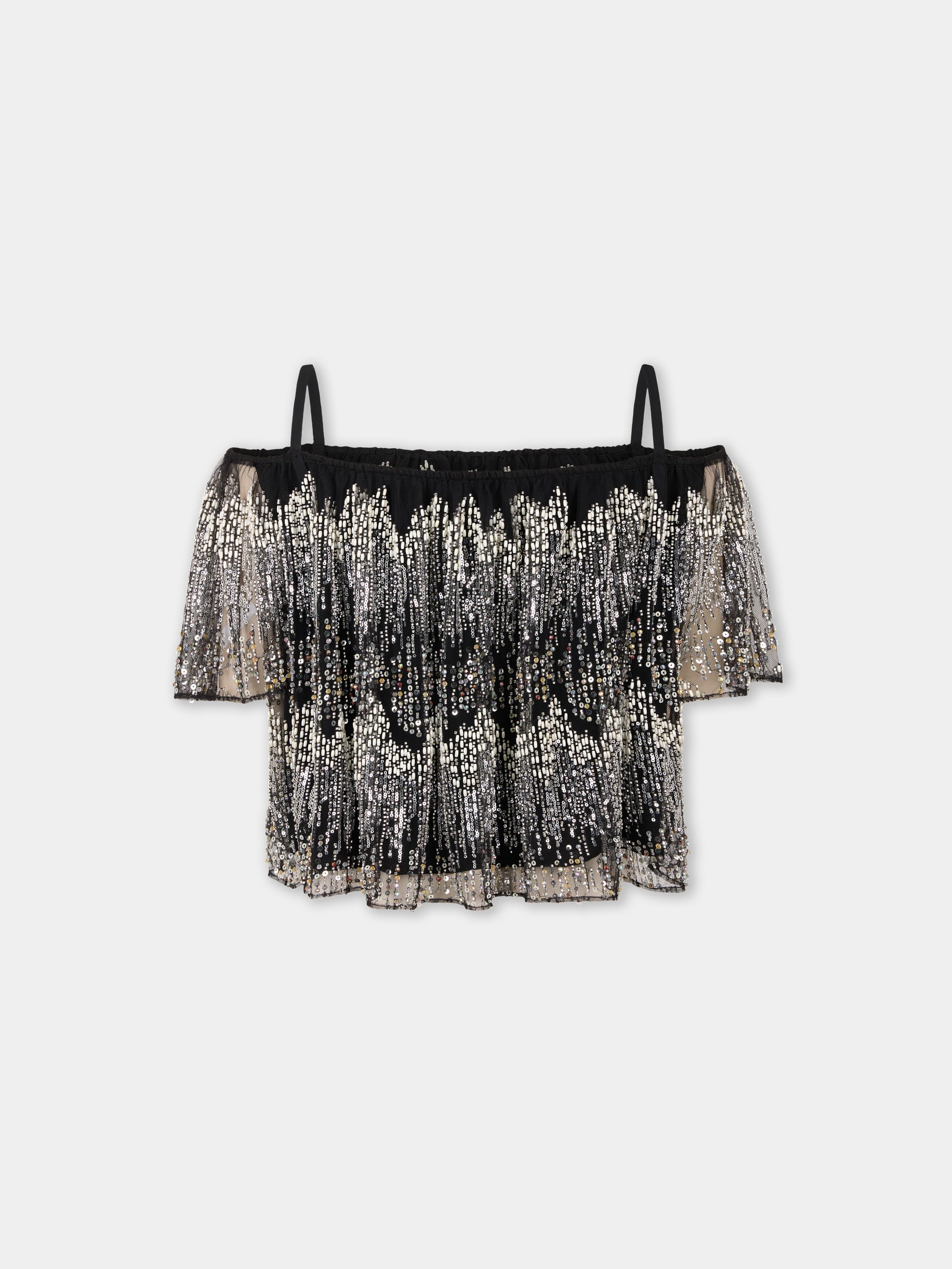 Short-sleeve top with embroidery details
