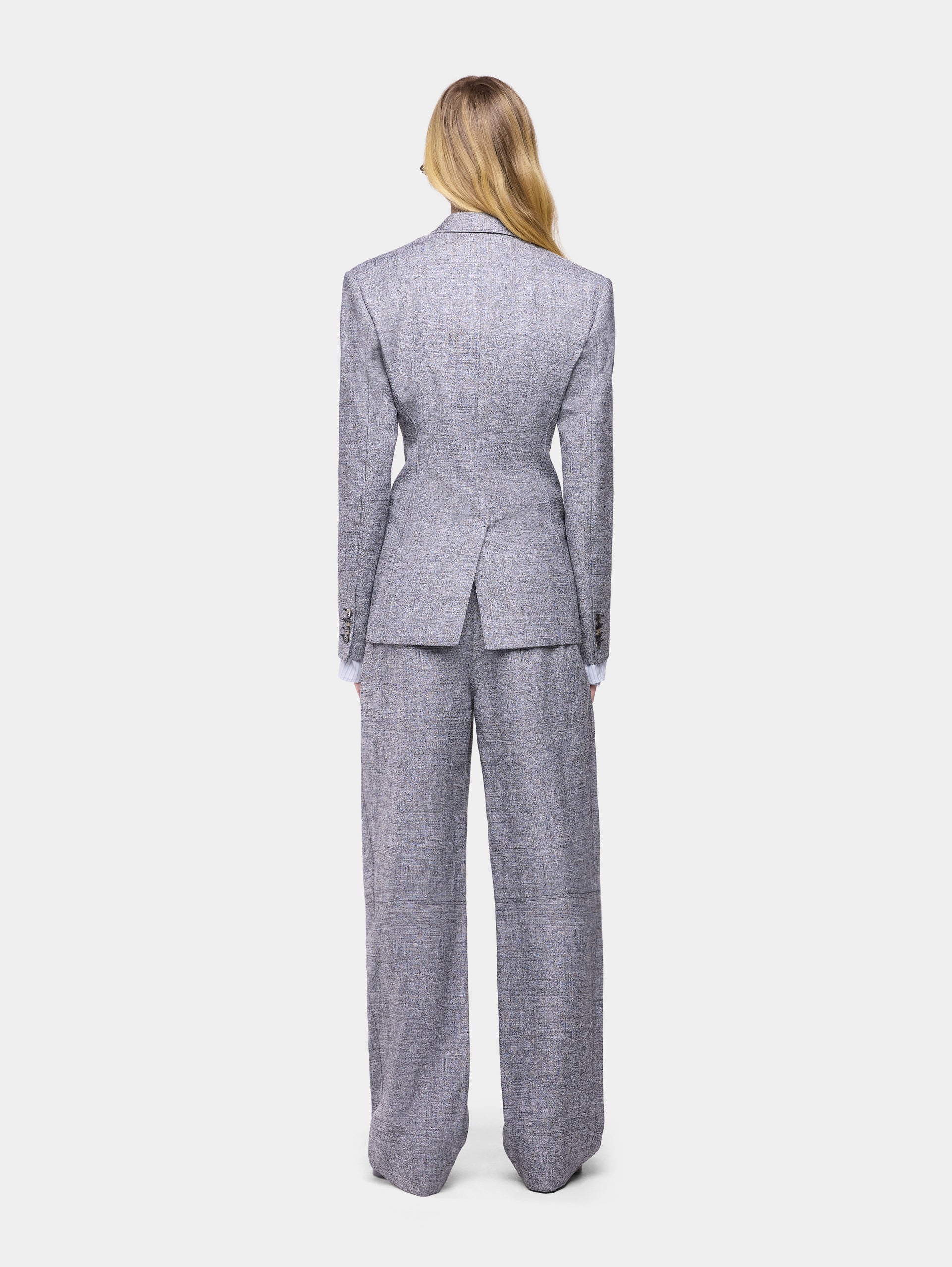 Tailored blazer jacket in heather grey wool