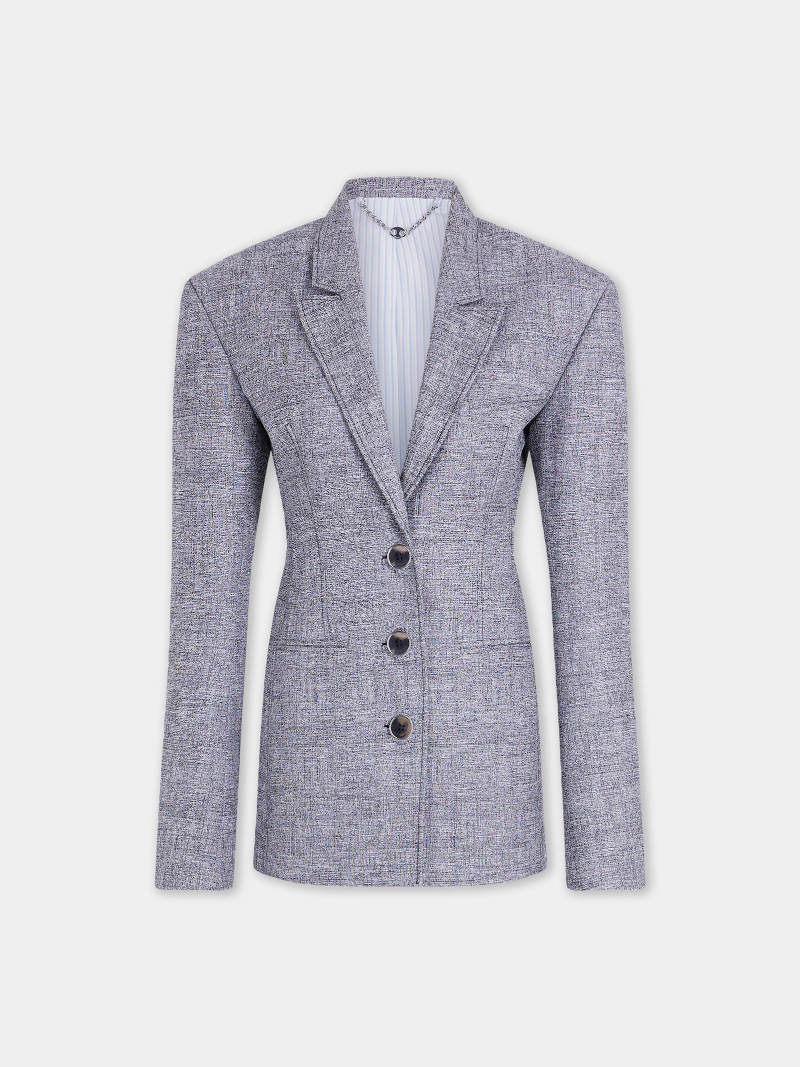 Tailored blazer jacket in heather grey wool - Image 1