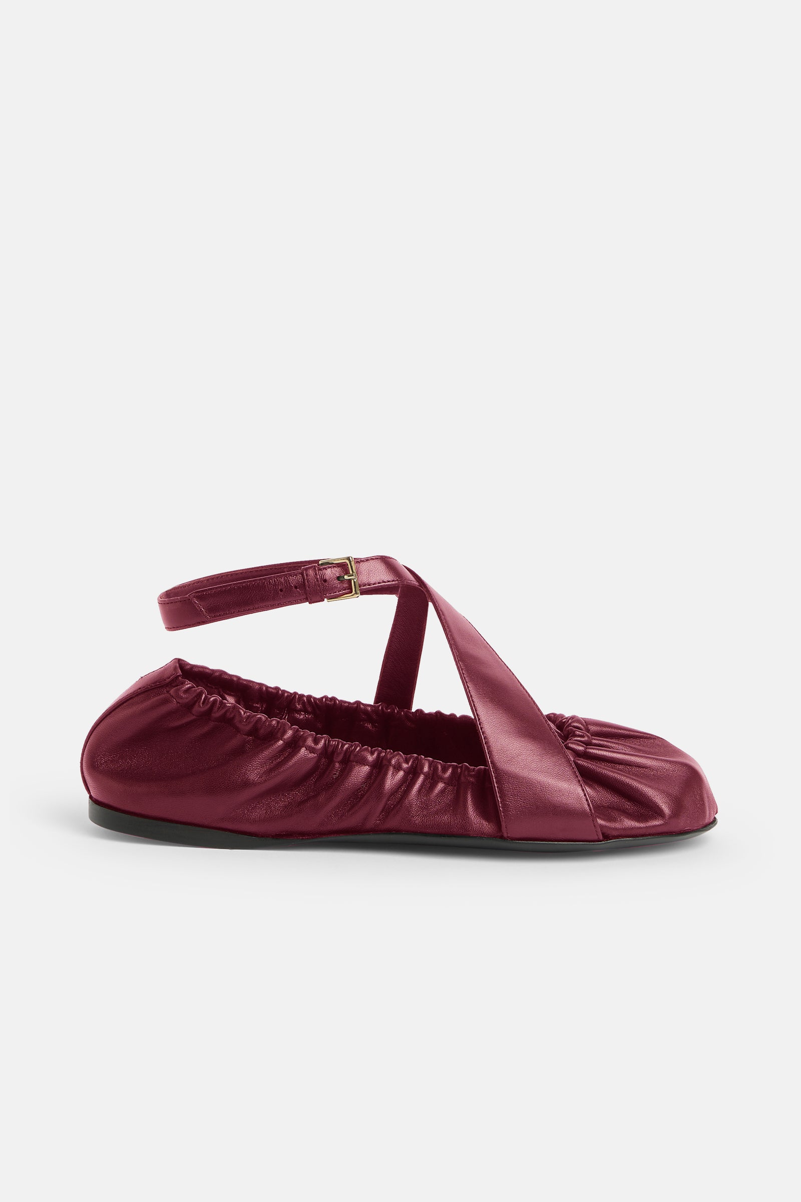 Ballerina in red leather with straps - Image 1