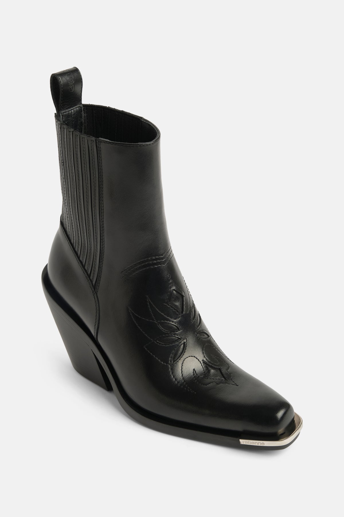 Santiag booties in black leather with cut-out detailing - Image 2