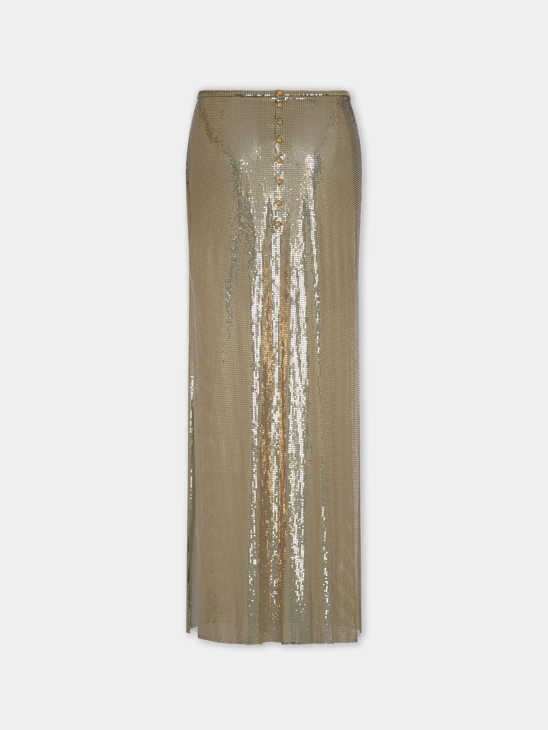 Midi skirt in hand-assembled gold mesh