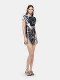Ohmori x Rabanne mini tank top dress in chocolate mesh