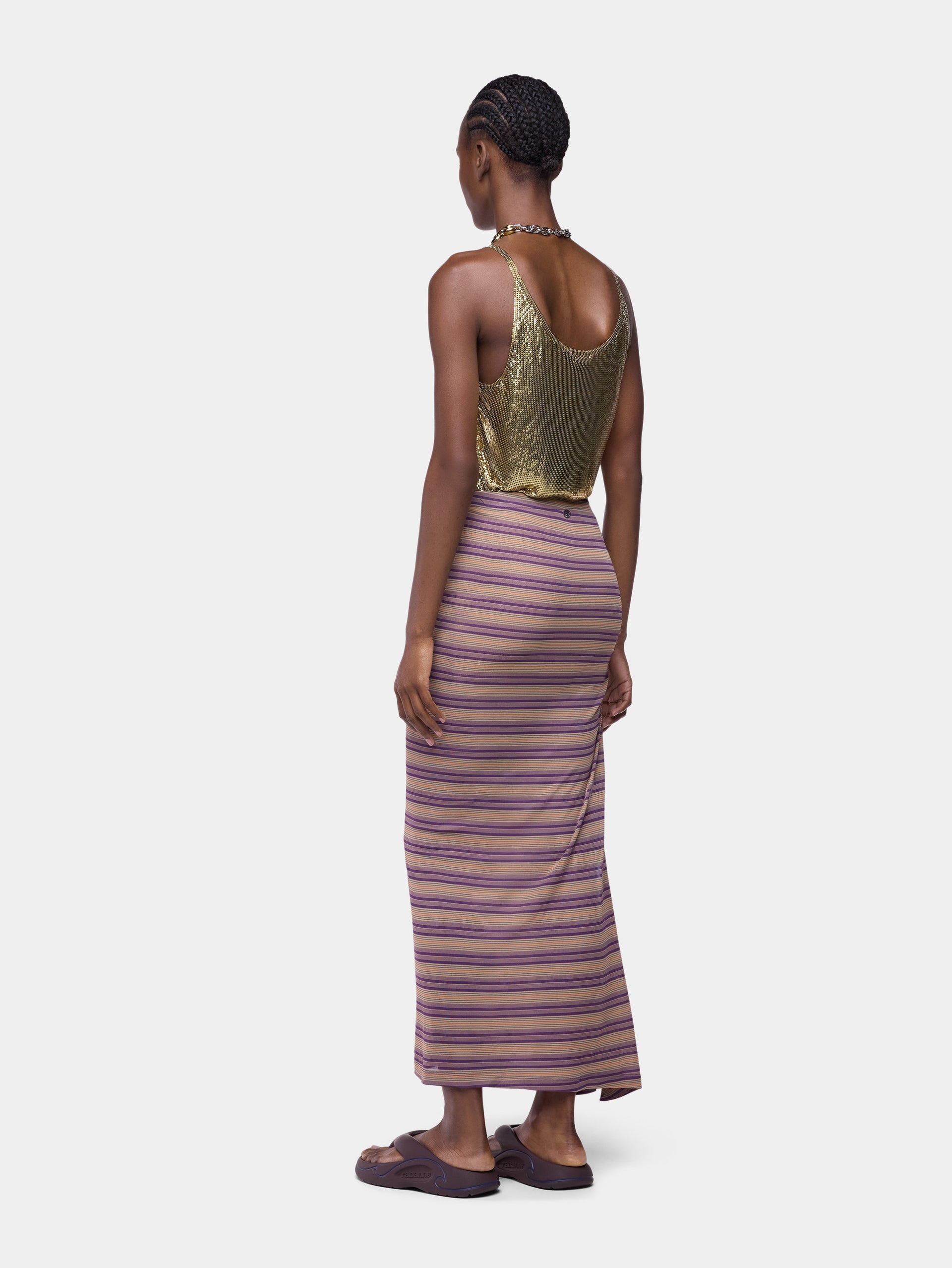 Long piercing skirt in striped viscose jersey