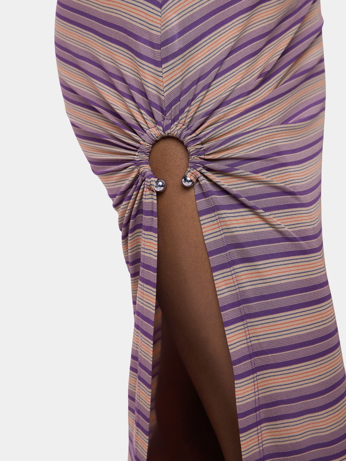 Long piercing skirt in striped viscose jersey