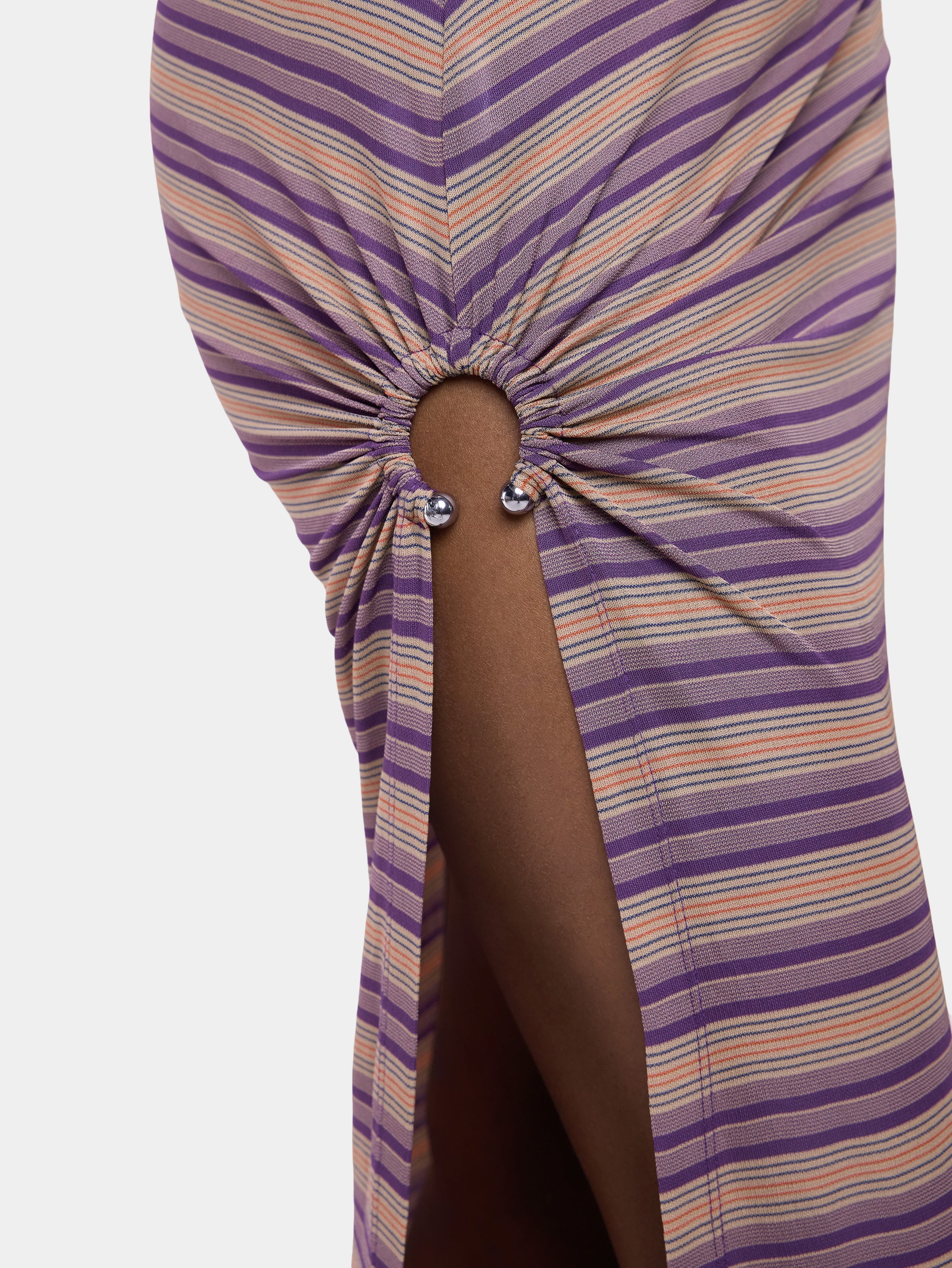 Long piercing skirt in striped viscose jersey