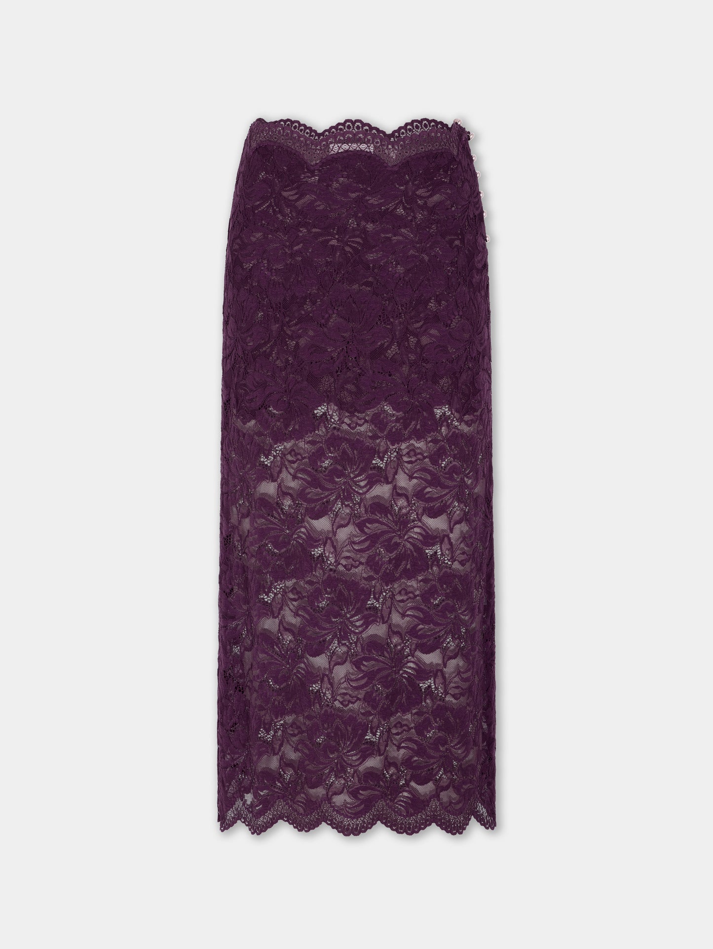 Midi skirt in magenta layered lace
