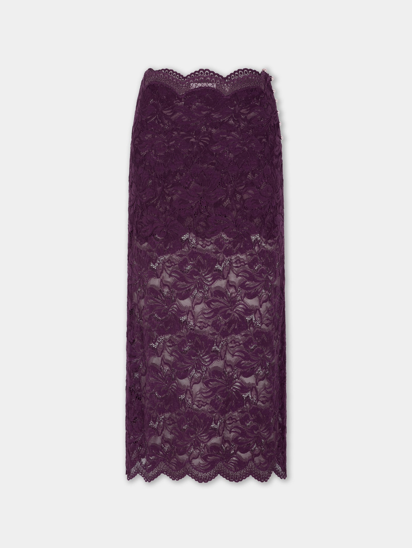 Midi skirt in magenta layered lace - Image 1