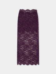 Midi skirt in magenta layered lace